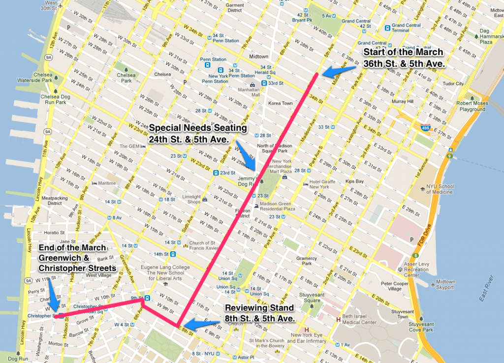 Gay Pride Parade 2015 Map & Route